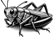grasshopper perched tattoo design idea