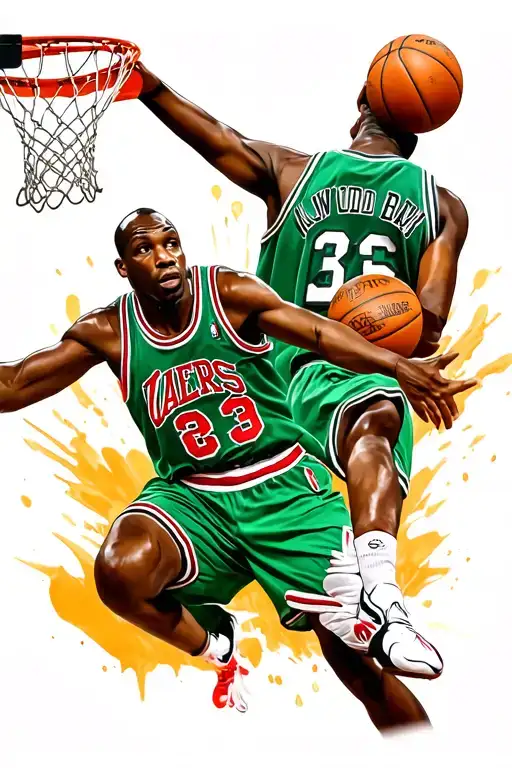 Michael Jordan dunk, Larry bird, Dennis Rodman tattoo design idea