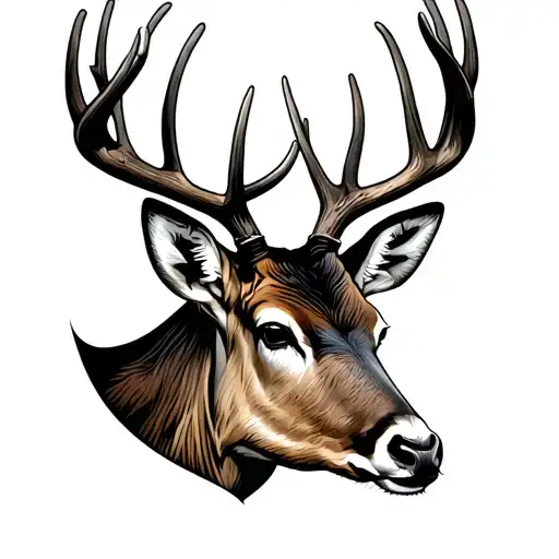 a deer head and betwin his antlers to write may i stand unshaken, the writeing to be betwin his antlers tattoo design idea