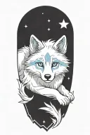 cherokee wolf pup blue and gray anime character tattoo design idea