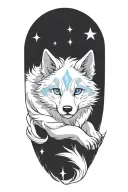 cherokee wolf pup blue and gray anime character tattoo design idea