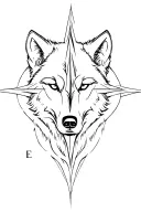 wolf with compass design tattoo design idea