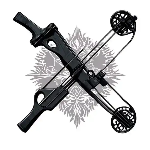 a black and white compound bow drawing on for a masculine tattoo tattoo design idea