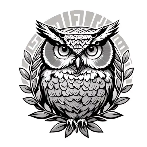 Greek Key + owl + laurel wreath + parthenon tattoo design idea