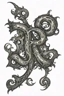 cursive R tattoo design idea