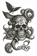 cursive R tattoo design idea