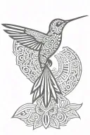 Aztec hummingbird hovering tattoo design idea