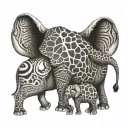 giraffe elephant turtle zebra tattoo design idea