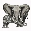 giraffe elephant turtle zebra tattoo design idea