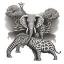 giraffe elephant turtle zebra tattoo design idea