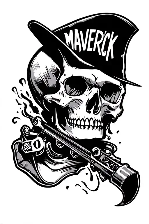 "Maverick" skull  tattoo design idea