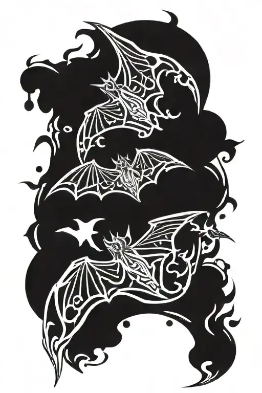 bat flying tattoo design idea