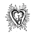 heart with letter J tattoo design idea