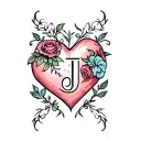 heart with letter J tattoo design idea