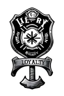firefighter sheild love loyalty hammer tattoo design idea