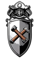 firefighter sheild love loyalty hammer tattoo design idea