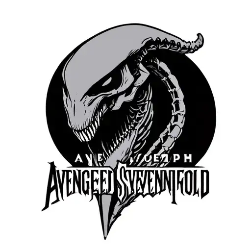 Xenomorph from alien with avenged sevenfold logo simple  tattoo design idea