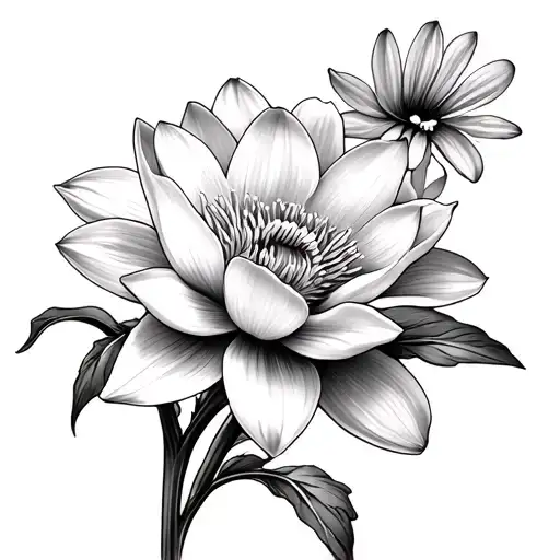 daffodil flower poppy flower lily of the valley flower hawthorn flower aster flower carnation chrysanthemum water lily tattoo design idea