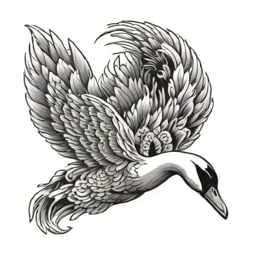 Japanese Swan tattoo design idea