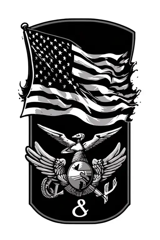 "Slason" United States Marine Corps, American flag, CPL chevrons tattoo design idea