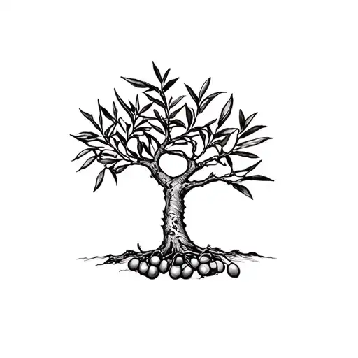 Palestinian olive tree present tattoo tree with five branch branches and make sure with olives tattoo design idea