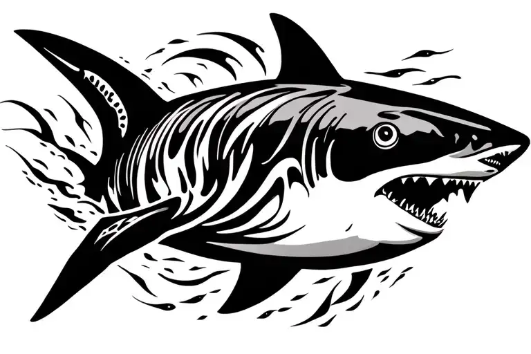 shark swimming underwater tattoo design idea