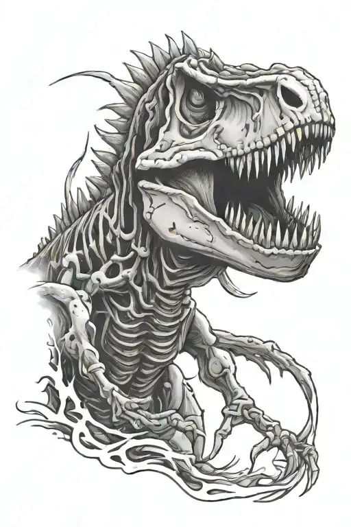 dinosaur t-rex skeleton tattoo design idea