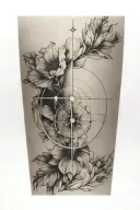 fibonacci sequence with compass design tattoo design idea