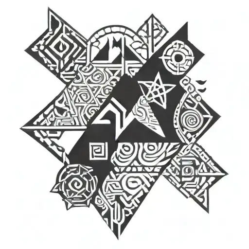 Tribe symbols in shape tattoo design idea