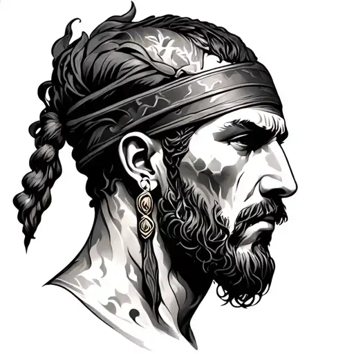 male slave head tattoo design idea