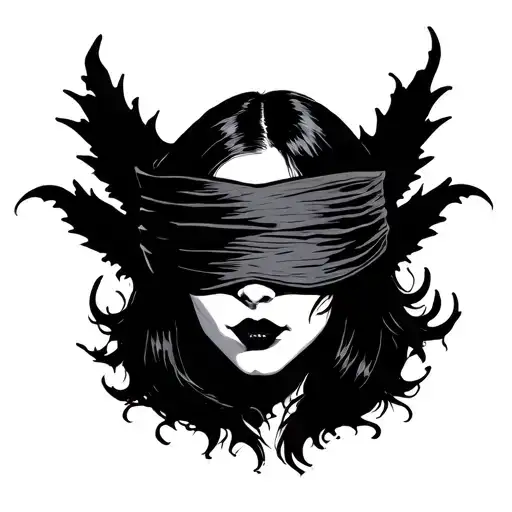 goth blindfold tattoo design idea