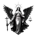 Holy Maria Archangel Justice Warrior tattoo design idea