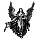 Holy Maria Archangel Justice Warrior tattoo design idea