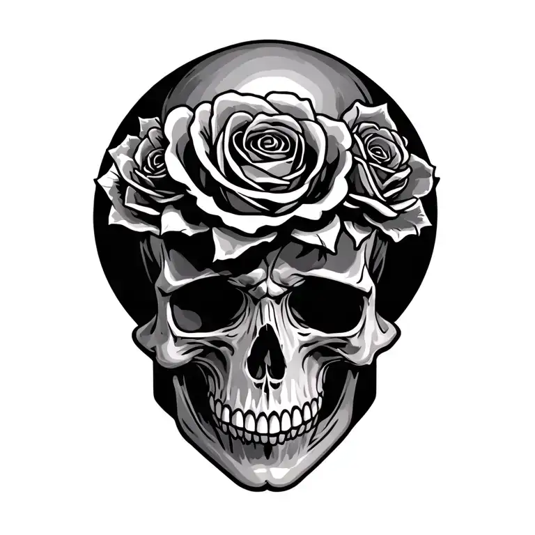 death before dishonor skull and roses tattoo design idea
