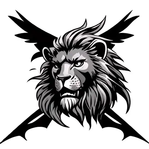 Spartan and lion  tattoo design idea