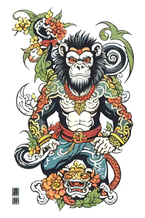 monkey, lion, shanks one piece tattoo design idea