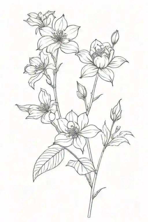 February, March, May, September and November birth flower tattoo design idea