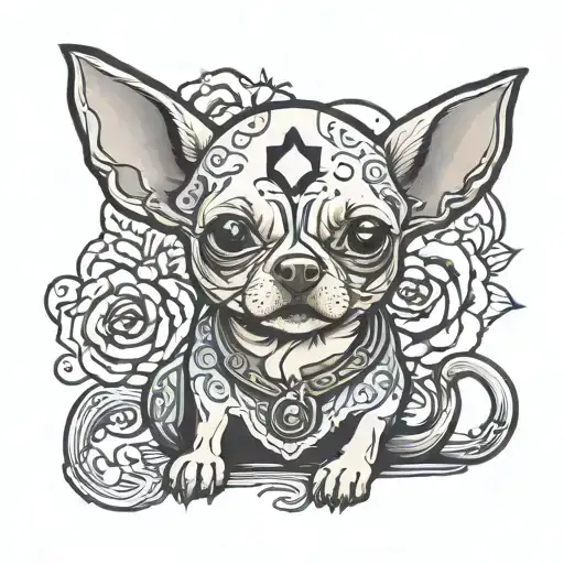 chihuahua in a ghost costume tattoo design idea