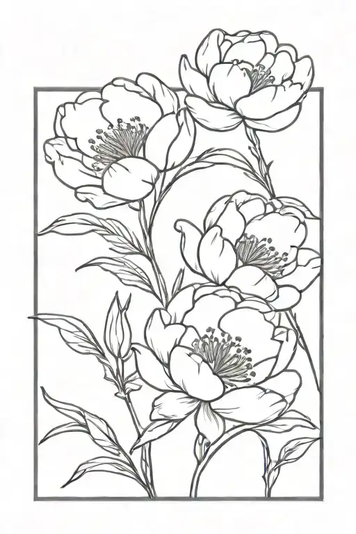 peony and snowdrop intertwined tattoo design idea