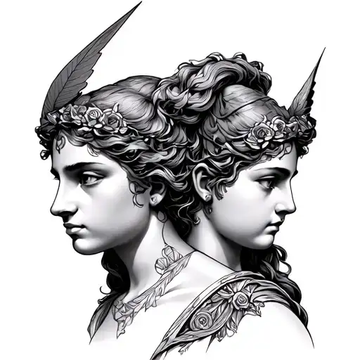 Artemis And Apollo tattoo design idea