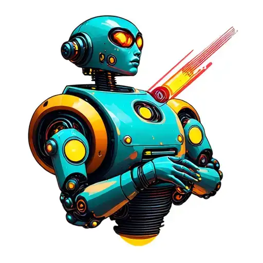 robots, 50s sci fi pinup girl tattoo design idea