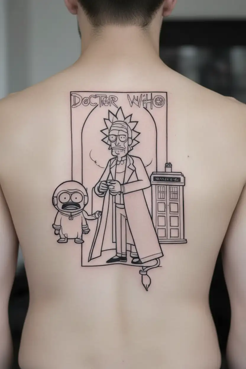 doctor who the hitchhickers guide to the galaxy rick and morty  tattoo design idea