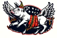 pig with wings flying tattoo design idea