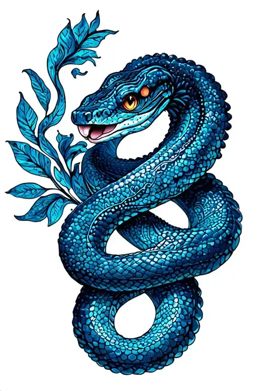 blue ink snake with paisley skin.  tattoo design idea
