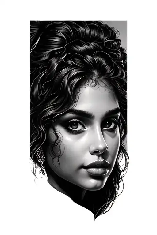 Beautiful Woman Face tattoo design idea