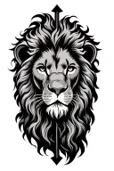 lion head over cross tattoo design idea