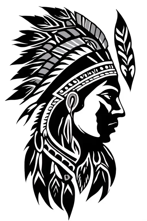 Native American pattern tribal tattoo design idea