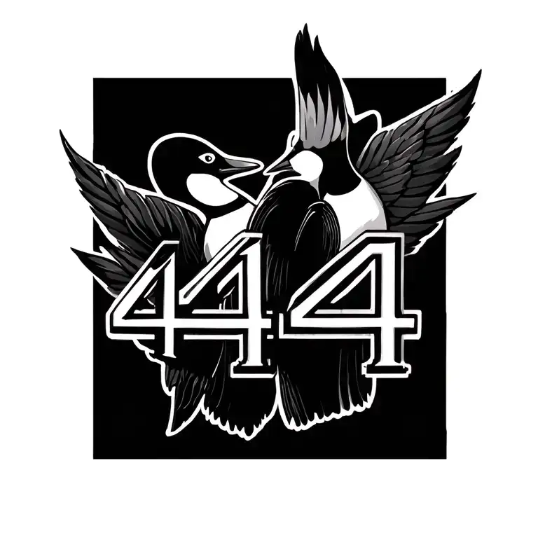 "444" loon couple tattoo design idea