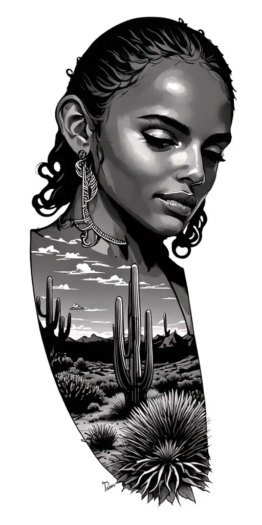 Arizona desert scene tattoo design idea