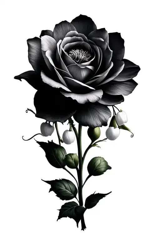 rose  & lotus, Lily of the Valley,  poppy daffodil combined  tattoo design idea